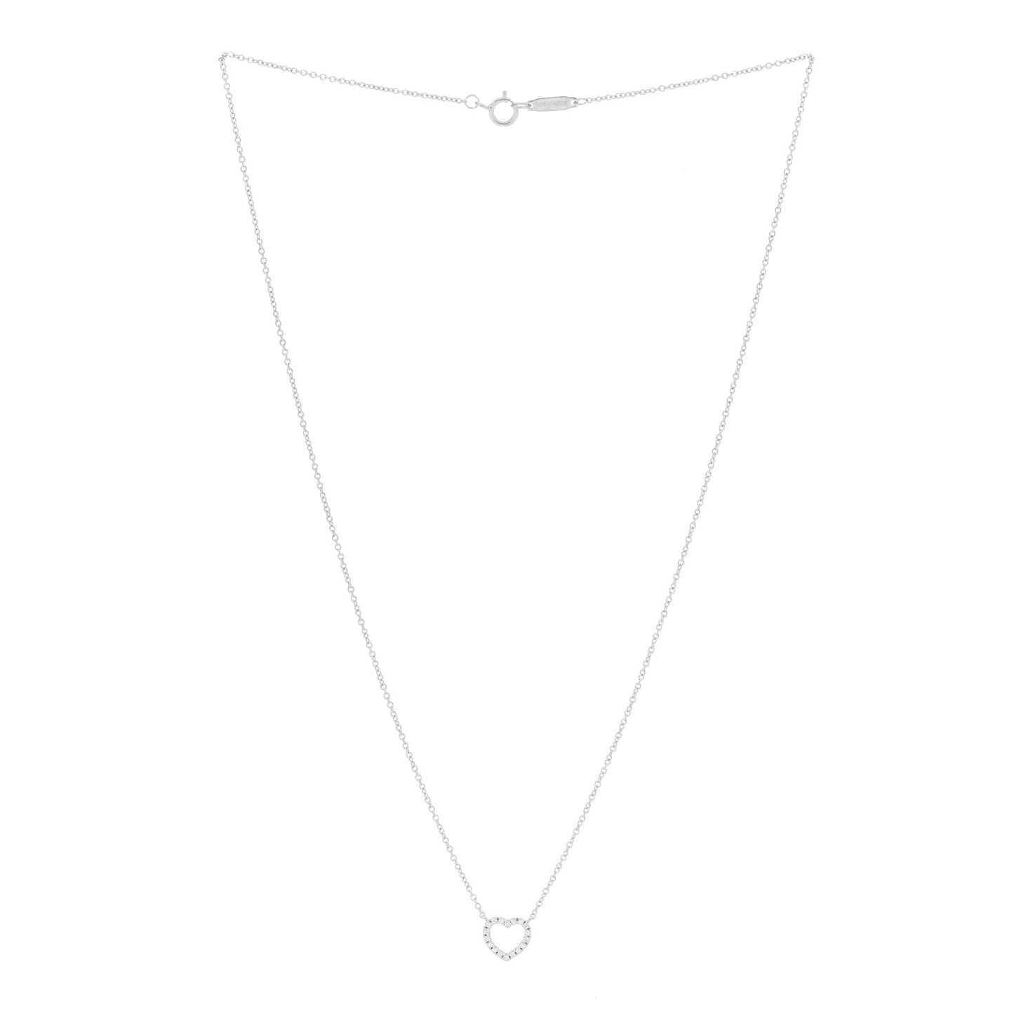 18K White Gold Diamond Metro Heart Pendant Necklace