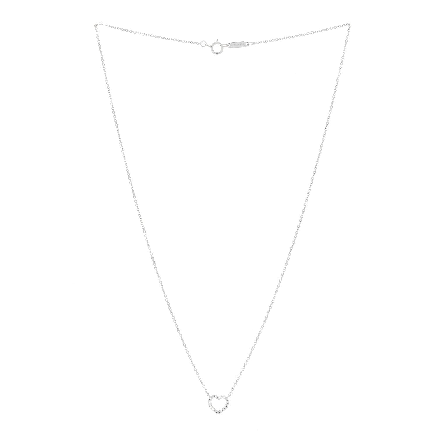 Tiffany 18K White Gold Diamond Metro Heart Pendant Necklace 2 of 3