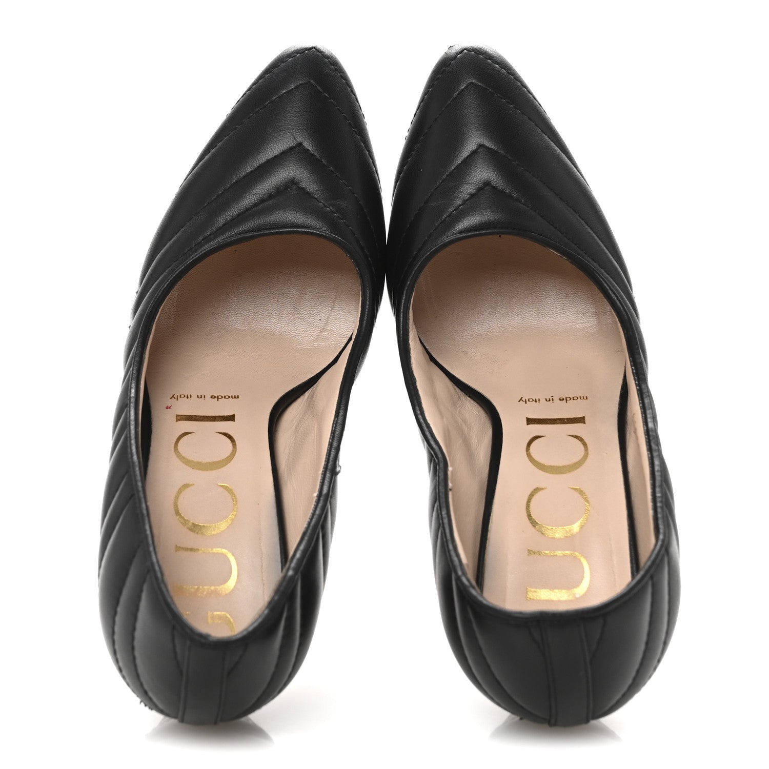Gucci Nappa Charlotte Chevron Matelasse Double G 95mm Pumps 37.5 Black 2 of 12