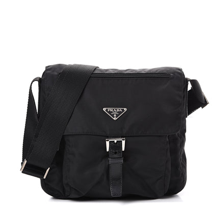 Prada Tessuto Nylon Single Buckle Messenger Bag Black 1 of 13