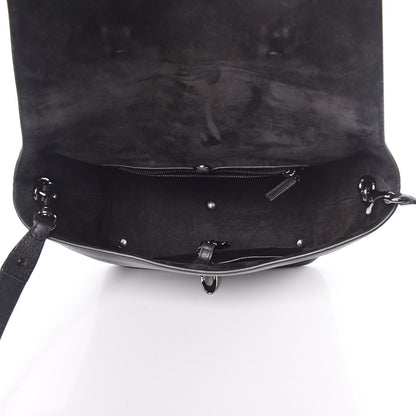 Valentino Garavani Patent Pebbled Calfskin Small Demilune Double Handle Satchel Black 5 of 11