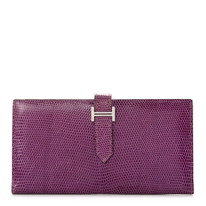 Hermes Lizard Bearn Gusset Wallet Violet 1 of 9