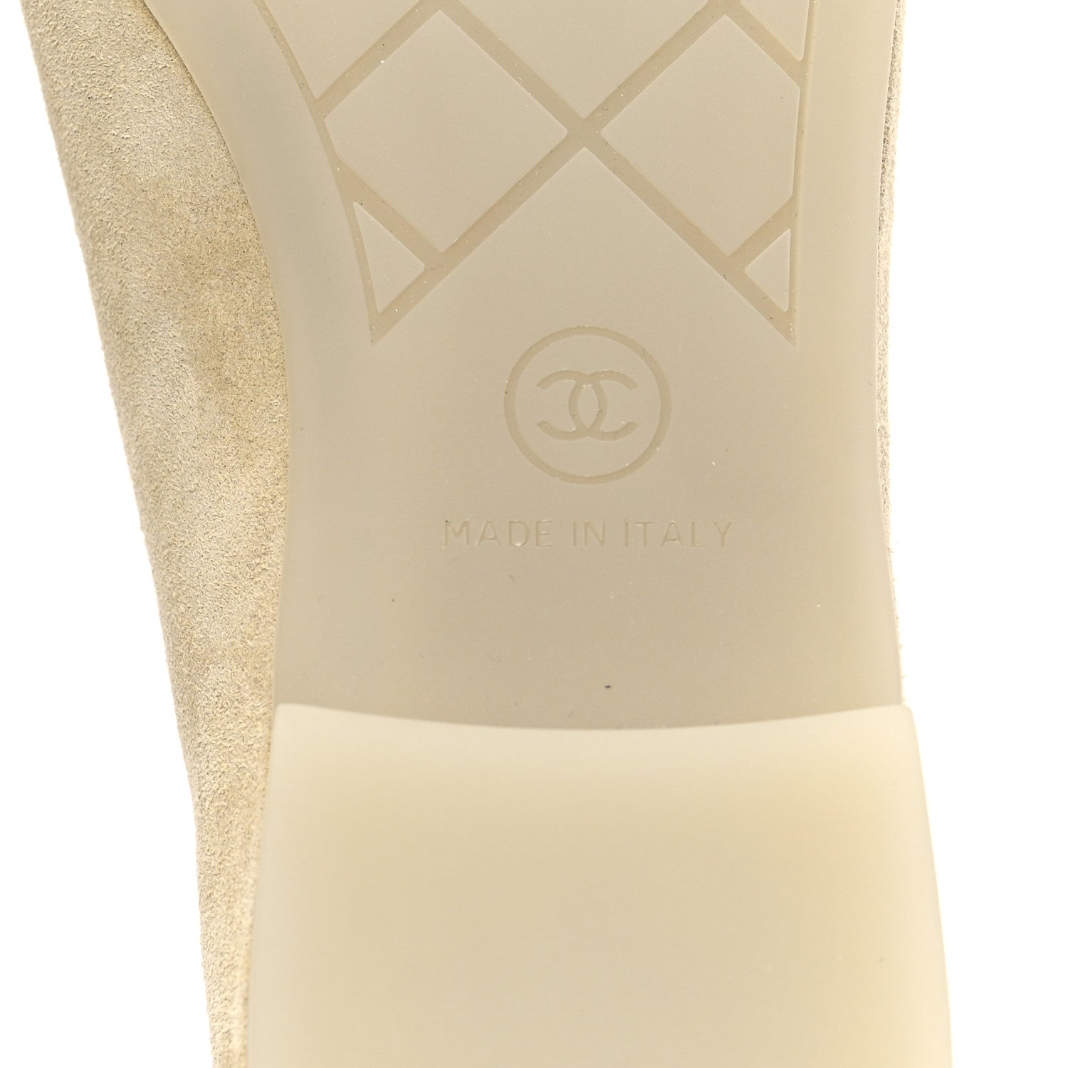 Chanel Suede Cap Toe CC Ballerina Flats 36.5 Light Yellow Gray 7 of 9