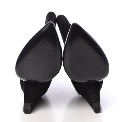Saint Laurent Suede Calfskin Niki 105 Wedge Booties 36 Black 7 of 10