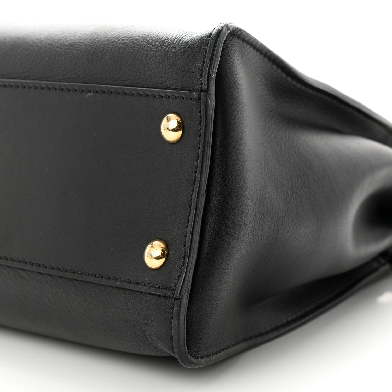 Fendi Vitello Seta Shiny Nappa Medium Peekaboo Iconic Satchel Black 11 of 14
