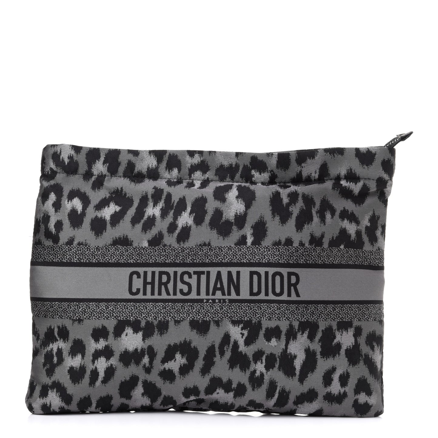 Canvas Embroidered Mizza Diortravel Zipped Pouch Black Grey