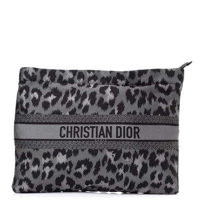 Christian Dior Canvas Embroidered Mizza Diortravel Zipped Pouch Black Grey 1 of 8