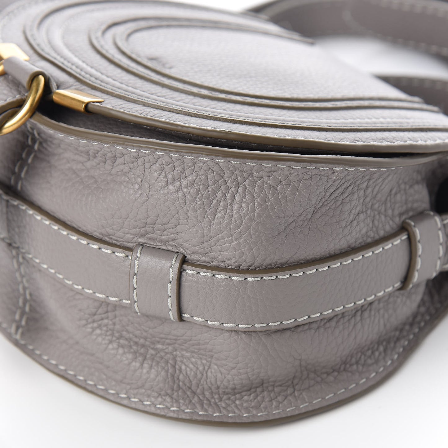 Calfskin Mini Marcie Round Crossbody Bag Cashmere Grey