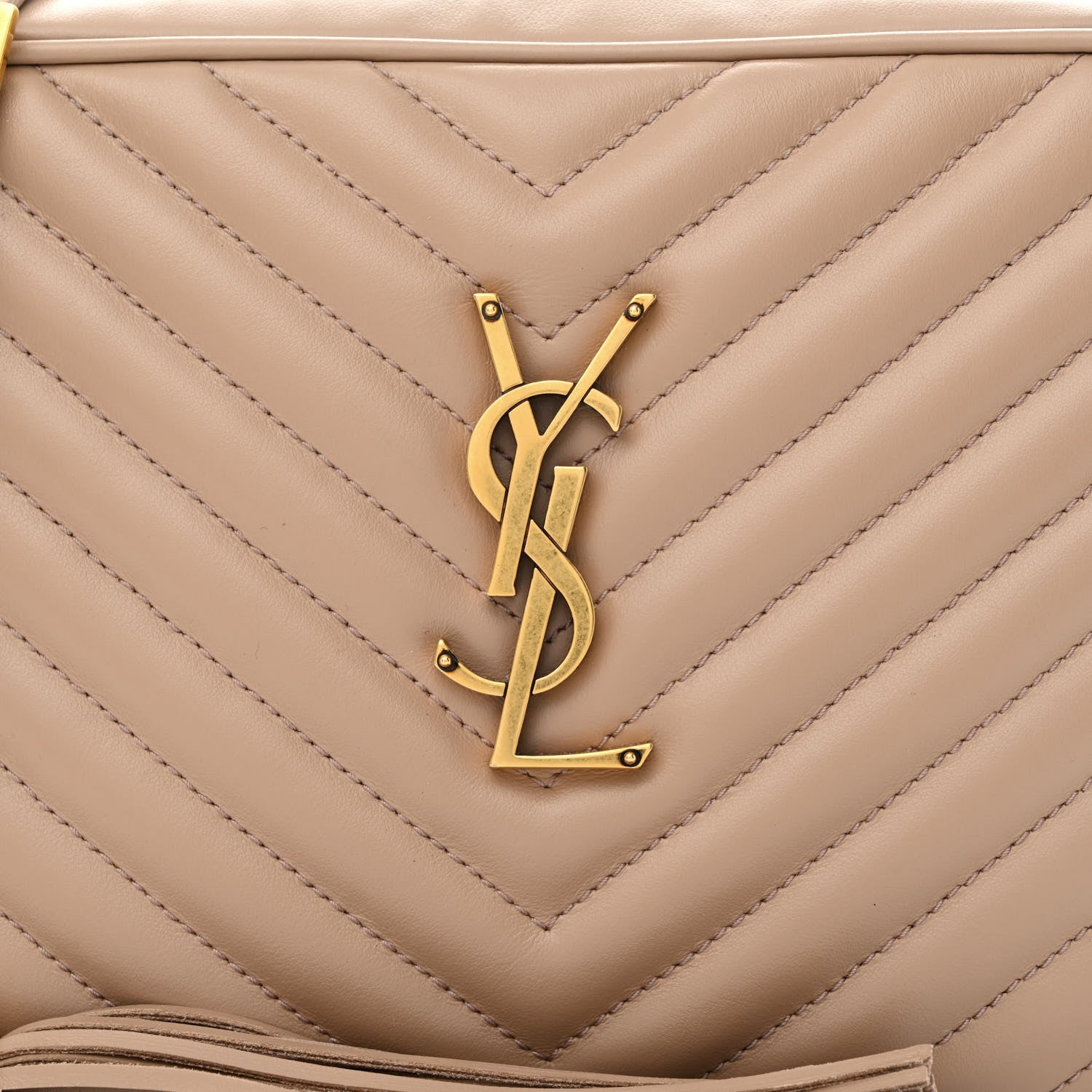 Saint Laurent Calfskin Matelasse Monogram Lou Camera Bag Dark Beige 8 of 10