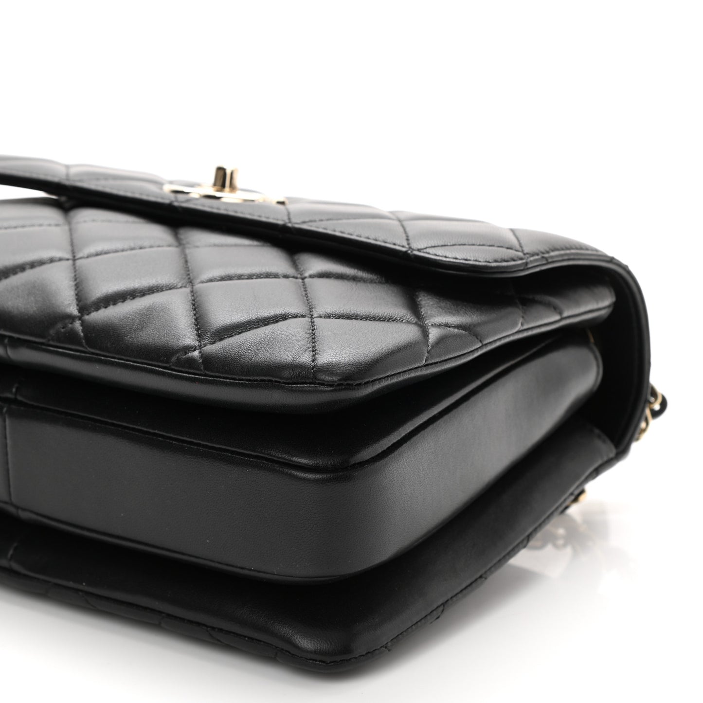 Lambskin Quilted Small Trendy CC Dual Handle Flap Bag Black