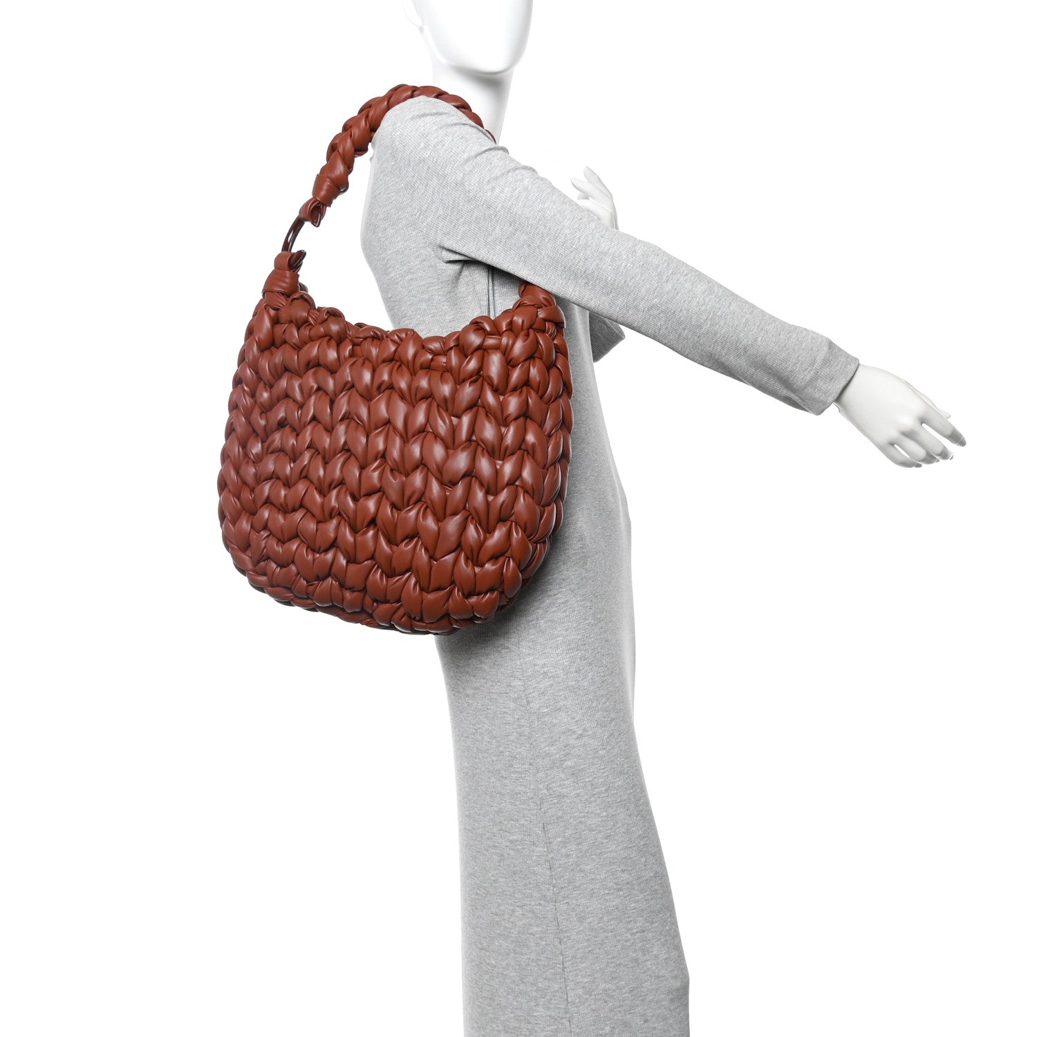 Chloe Lambskin Woven Wooden C Shoulder Bag Sepia Brown 1834729