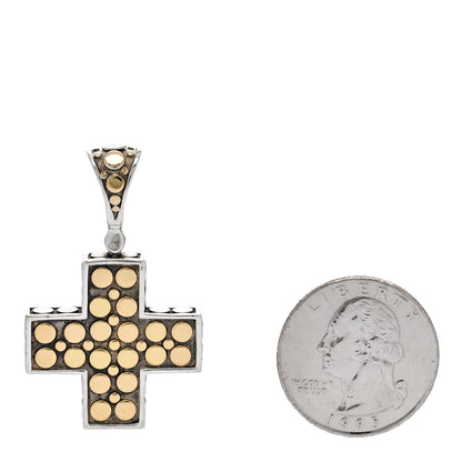 John Hardy Sterling Silver 18K Yellow Gold Dot Cross Pendant 2 of 4