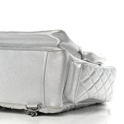 Chanel Metallic Grained Calfskin Quilted Large Casual Rock Backpack Silver 9 of 12