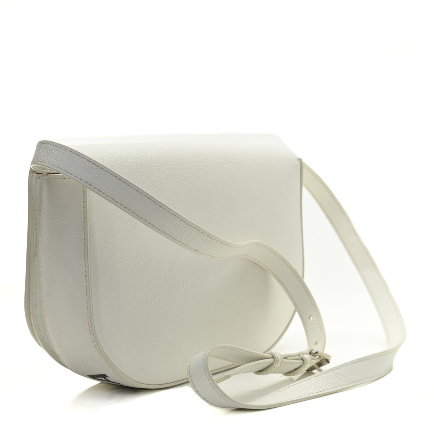Signature Grained Calfskin Logo S Ville Day Bag White