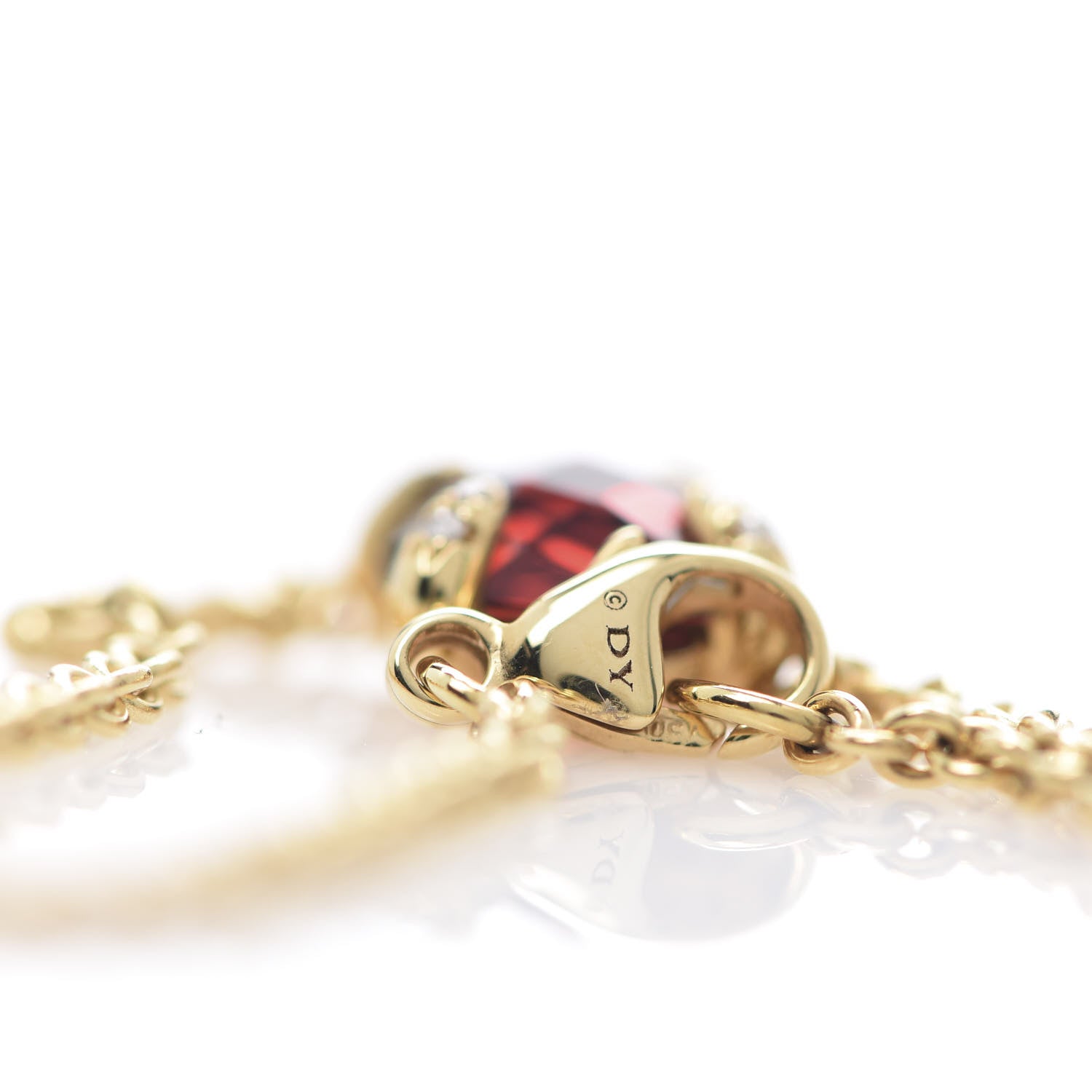 David Yurman 18K Yellow Gold Diamond Garnet Chatelaine Bracelet 4 of 5