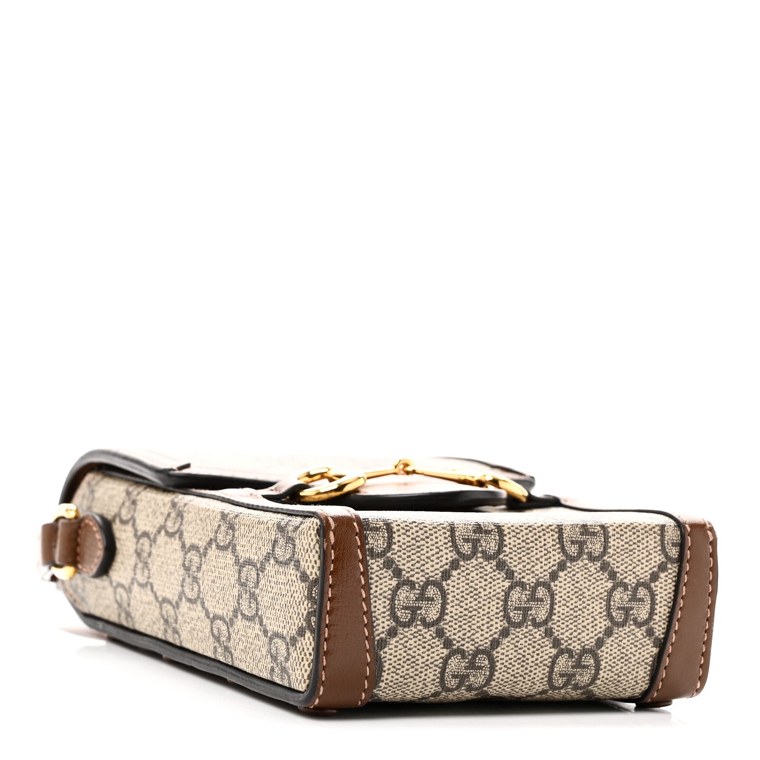 Gucci GG Supreme Monogram Mini Horsebit 1955 Crossbody Bag Beige Brown Sugar 3 of 9