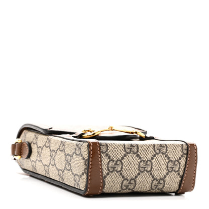 Gucci GG Supreme Monogram Mini Horsebit 1955 Crossbody Bag Beige Brown Sugar 3 of 9