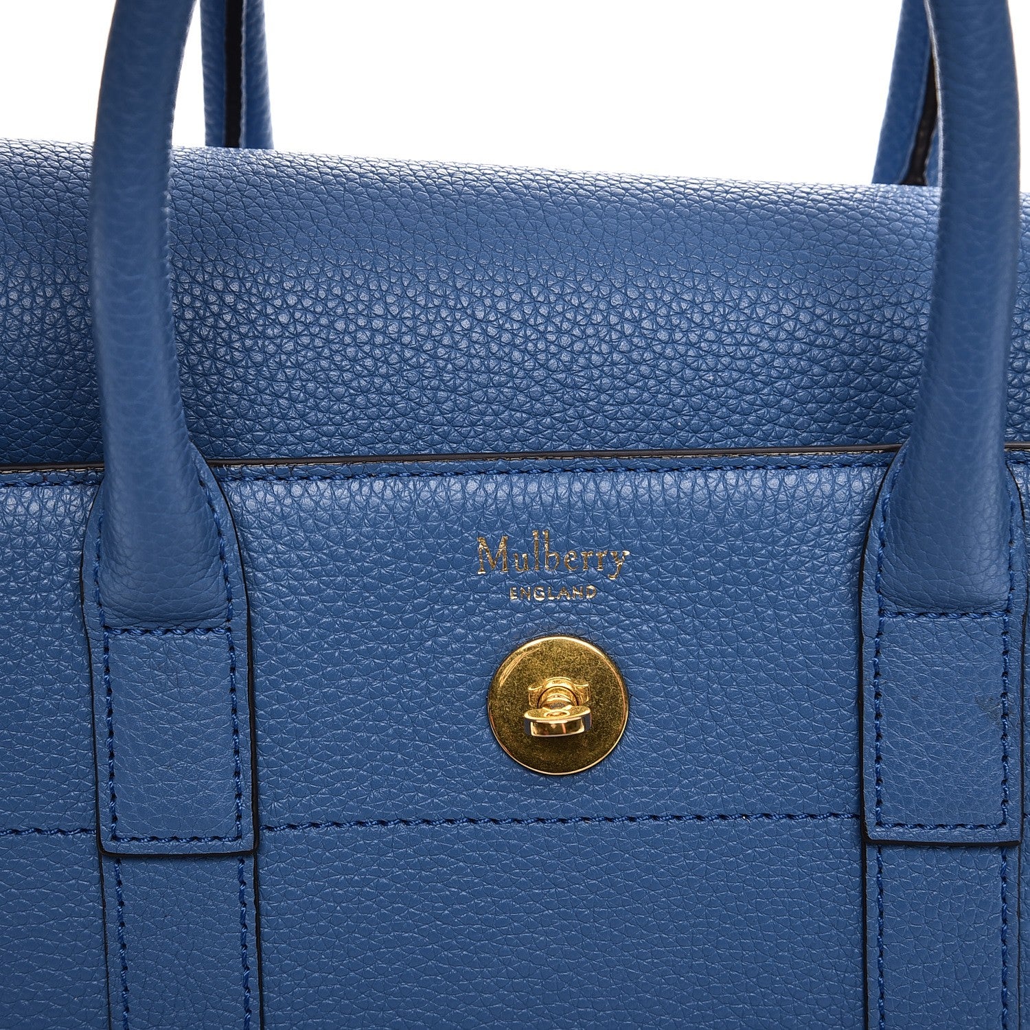 Mulberry Classic Grain Calfskin Small Bayswater Porcelain Blue 7 of 10