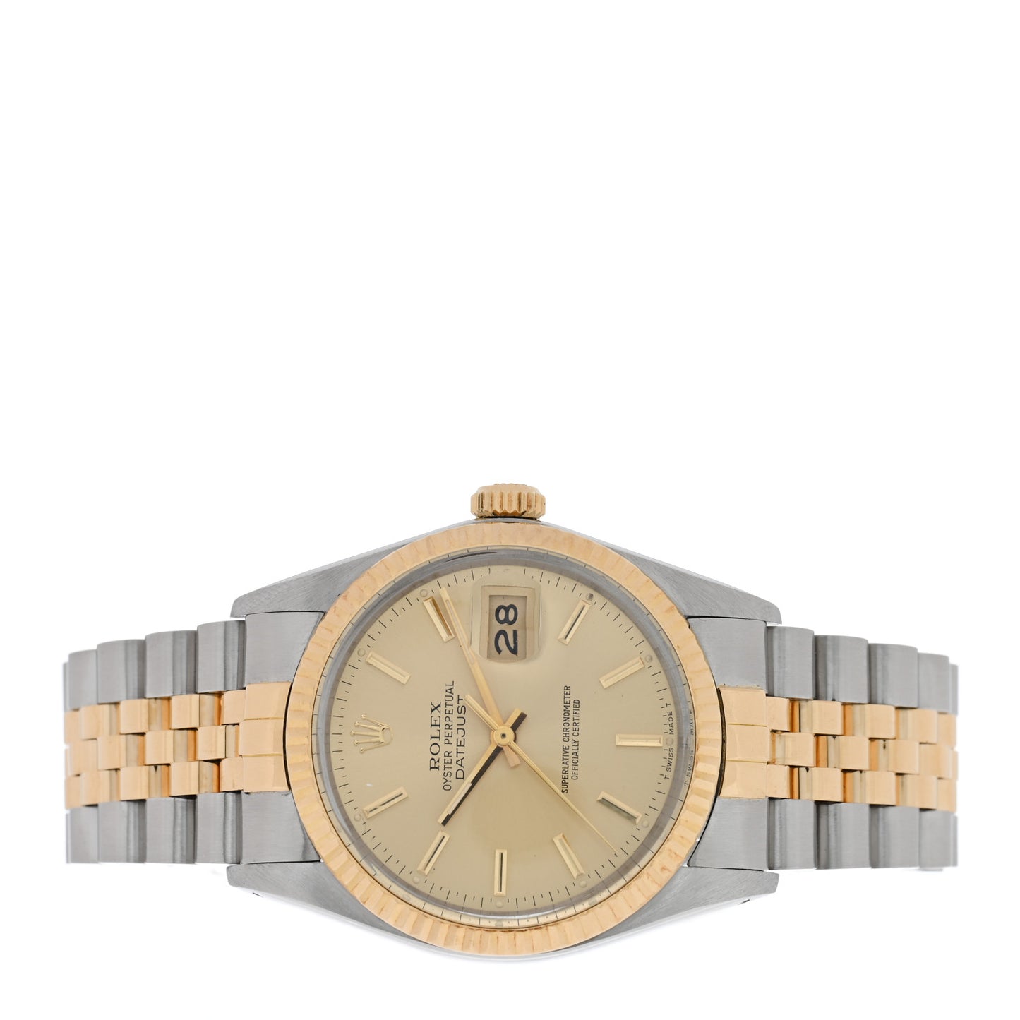 Stainless Steel 18K Yellow Gold 36mm Oyster Perpetual Datejust Watch Champagne 16013