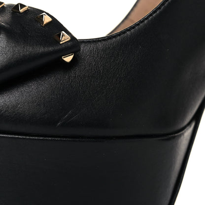 Valentino Garavani Nappa Rockstud Peep Toe Bow Platform Pumps 38 Black 10 of 10