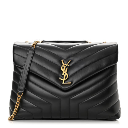 Saint Laurent Calfskin Y Quilted Monogram Medium Loulou Chain Satchel Black 1 of 11
