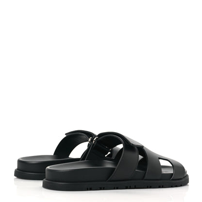 Hermes Calfskin Womens Chypre Sandals 37 Black 4 of 9