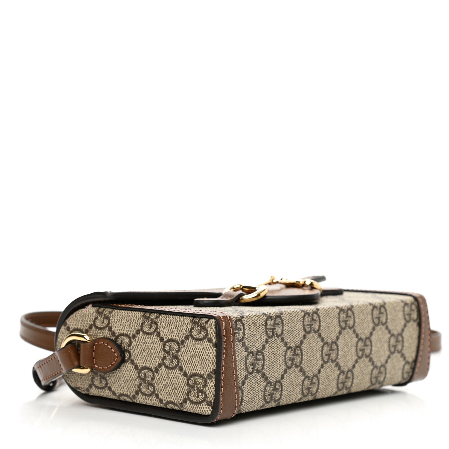 Gucci GG Supreme Monogram Mini Horsebit 1955 Shoulder Bag Beige Brown Sugar 4 of 8
