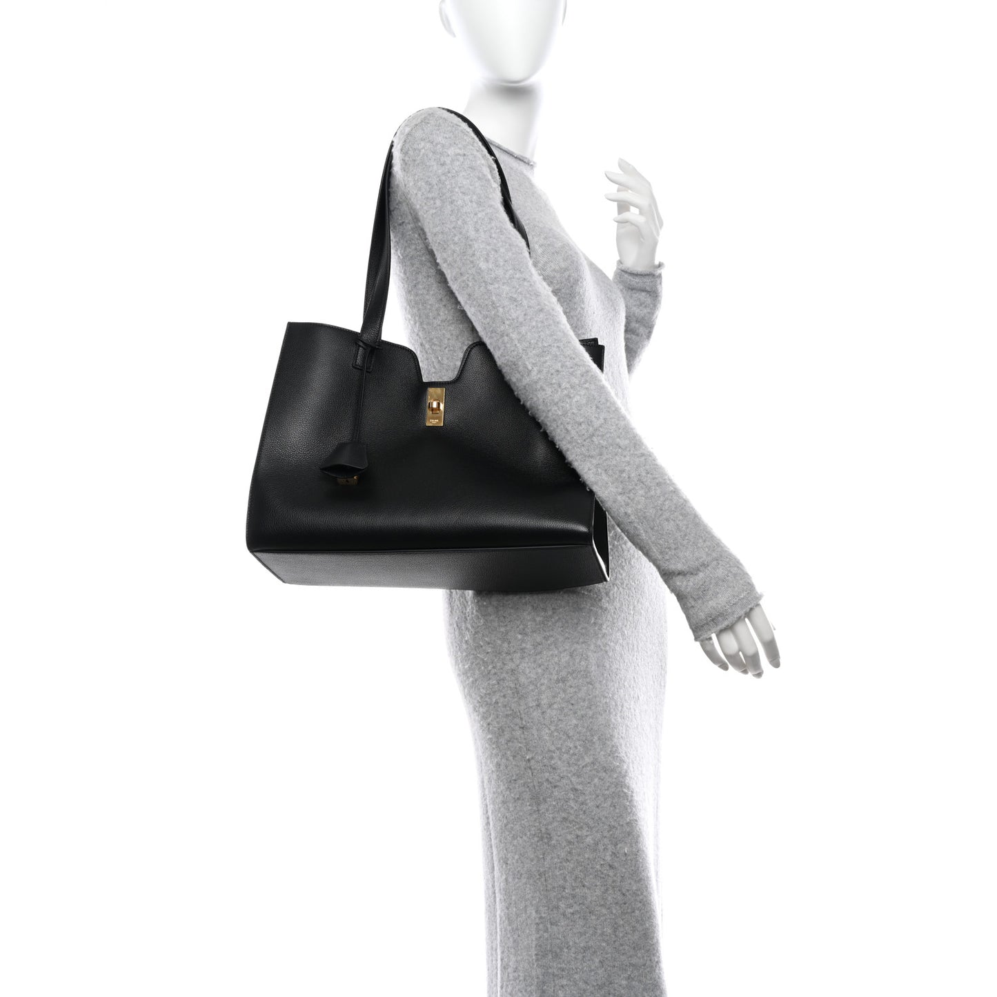 Supple Grained Calfskin Cabas 16 Bag Black