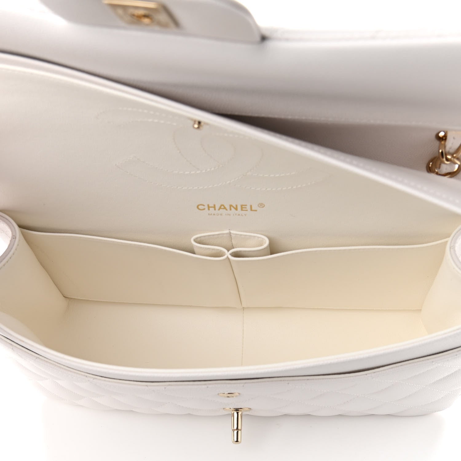 Chanel Caviar Quilted Jumbo Double Flap White 10 of 21