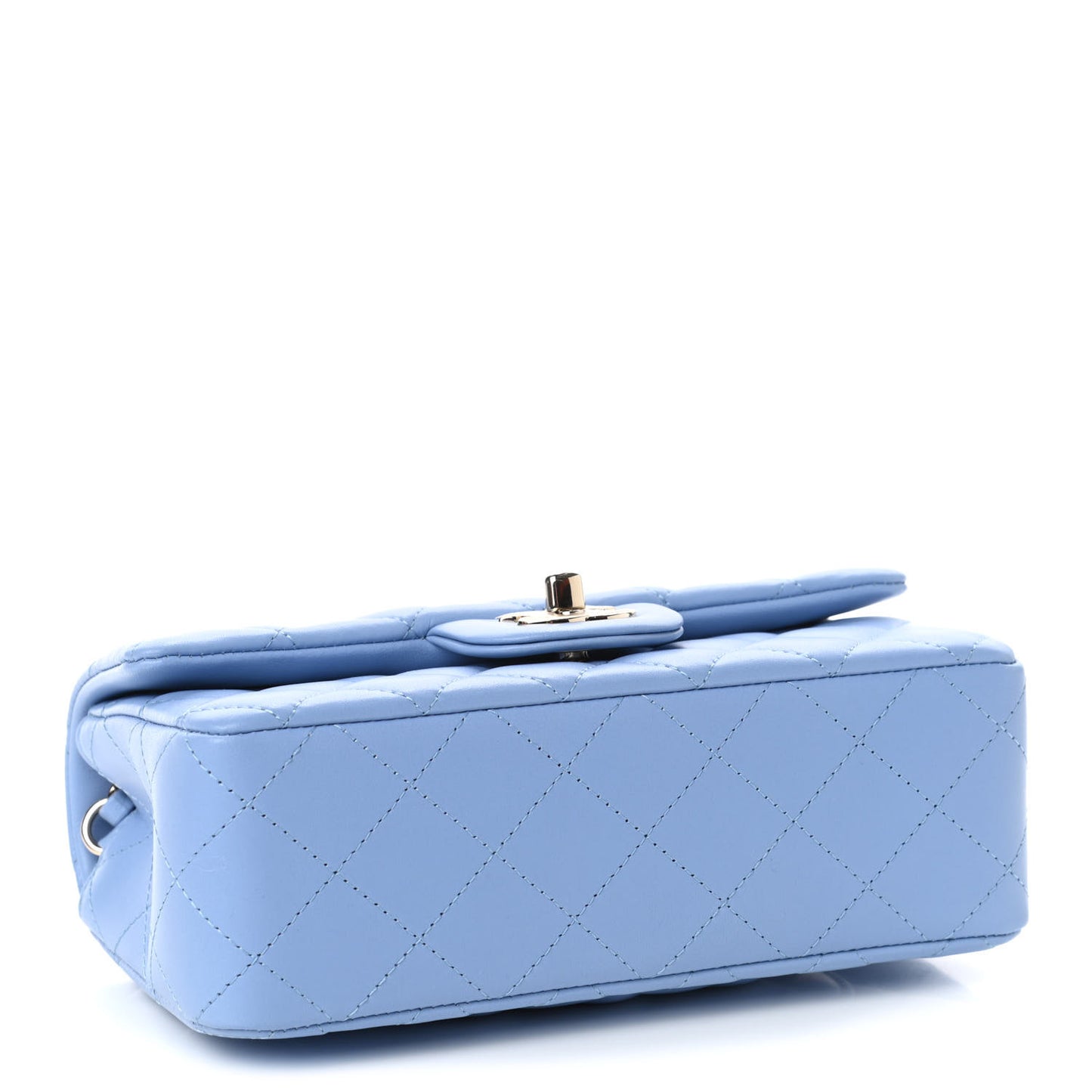 Lambskin Quilted Mini Rectangular Flap Light Blue