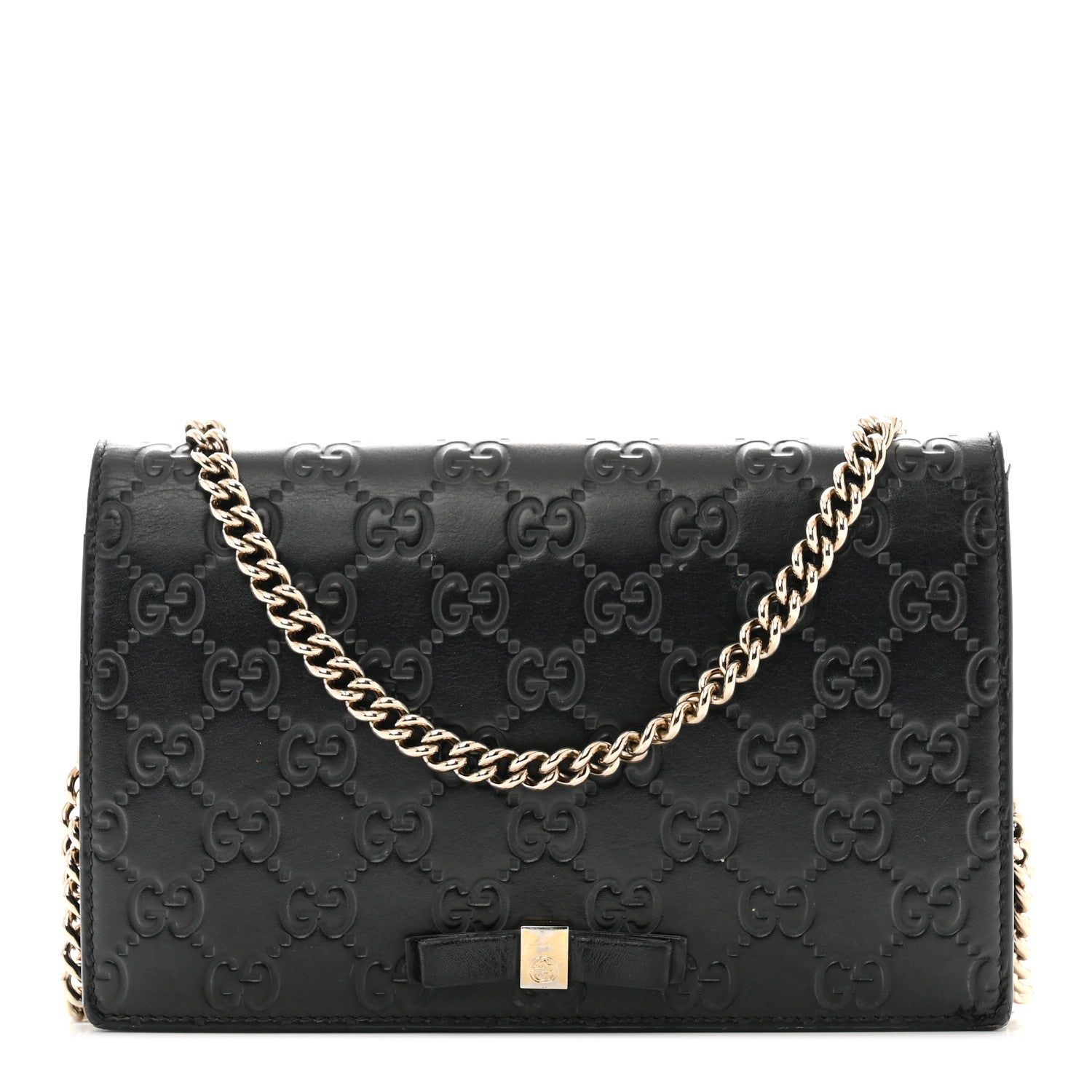 Gucci Guccissima Signature Bowy Chain Wallet Black 1 of 16