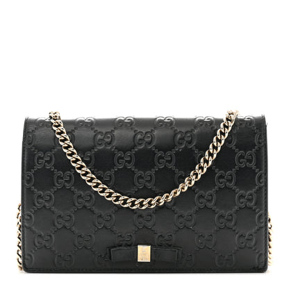 Gucci Guccissima Signature Bowy Chain Wallet Black 1 of 16