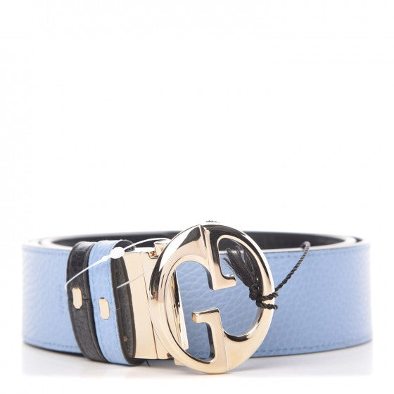 Gucci Dollar Calfskin 1973 Reversible Belt 95 38 Black Mineral Blue 1 of 7