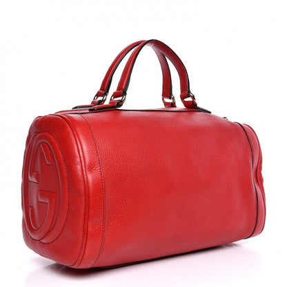 Gucci Pebbled Calfskin Medium Soho Boston Red 3 of 12
