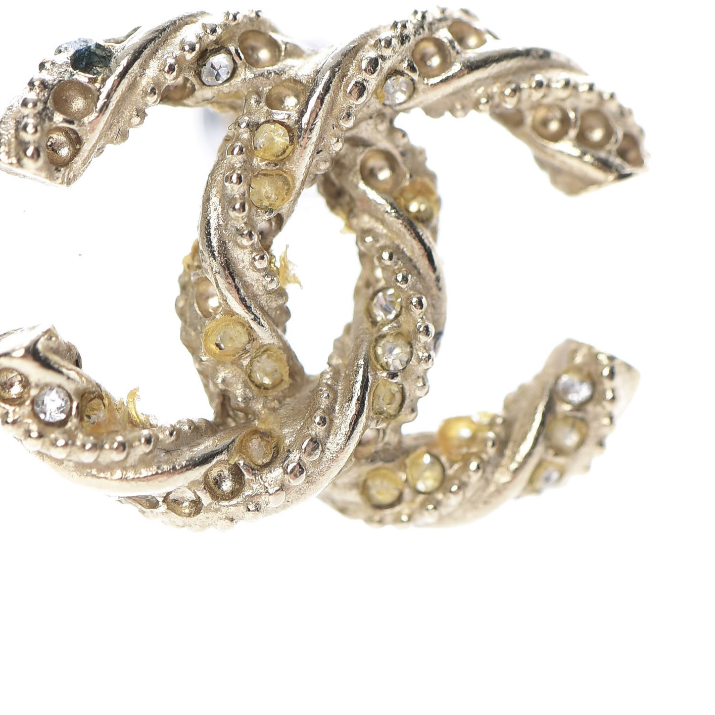 Crystal Twisted CC Earrings Gold