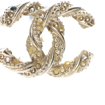 Chanel Crystal Twisted CC Earrings Gold 6 of 8