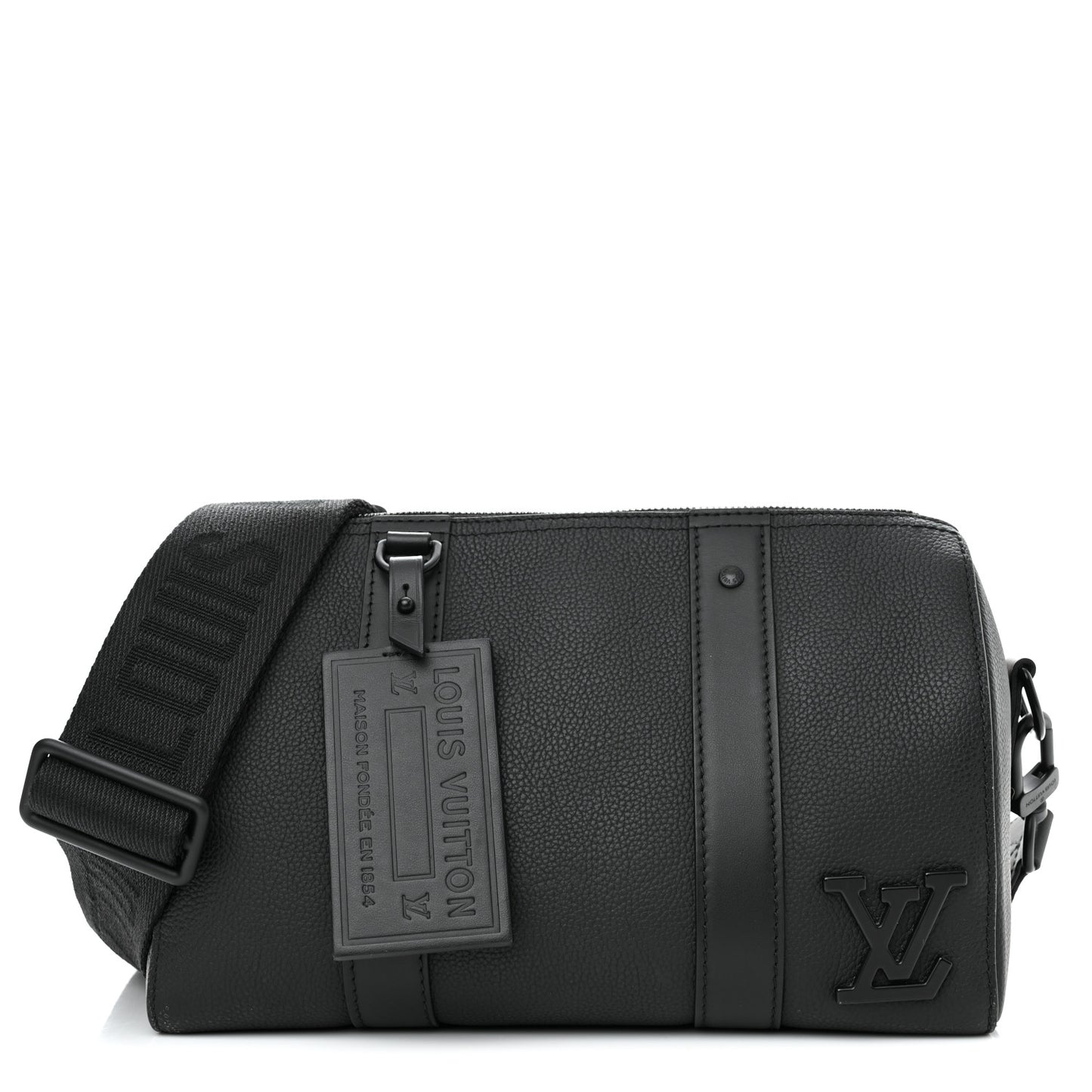 Grained Calfskin Aerogram City Keepall Black