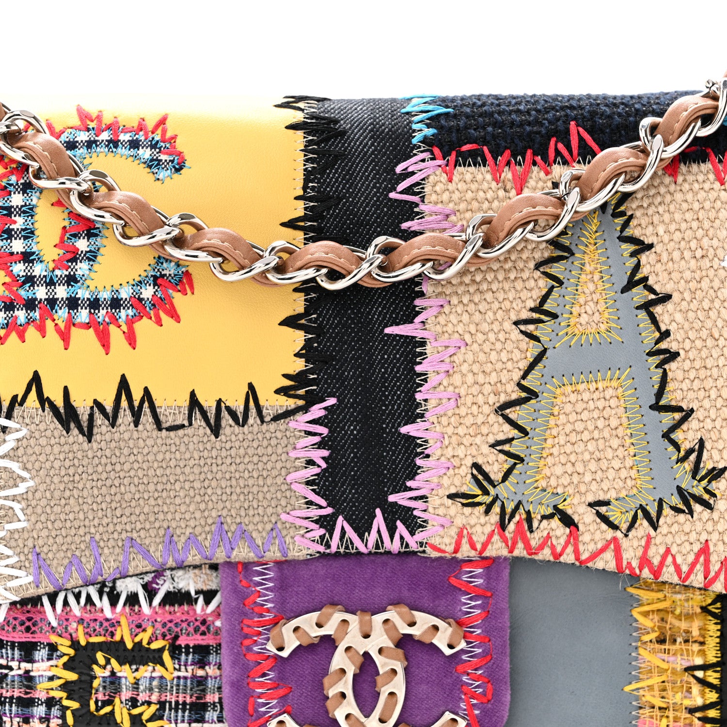Chanel Patchwork Jumbo Flap Yellow Multicolor 8 of 10