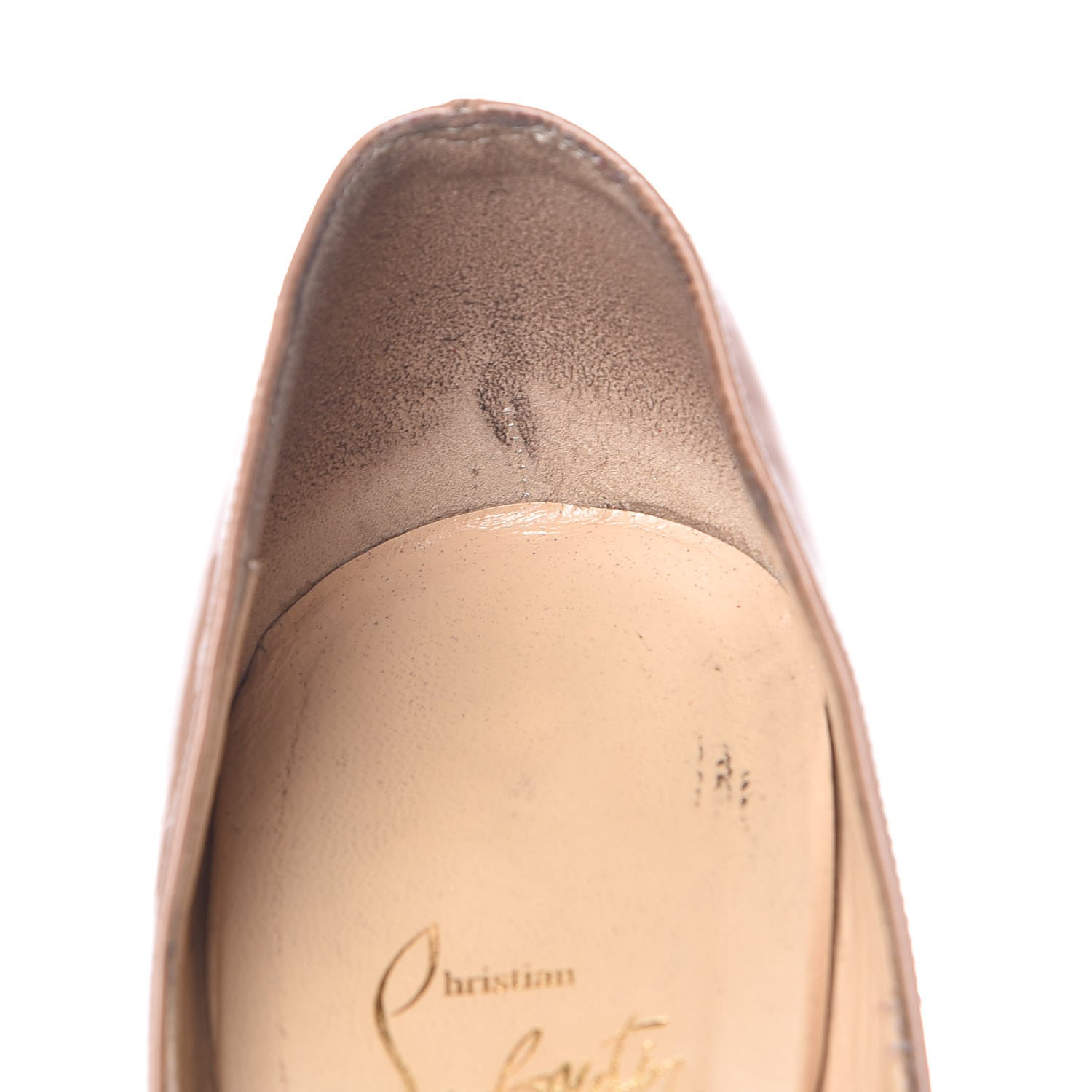 Christian Louboutin Patent Lady Peep 150 Pumps 38 Nude 23 of 31
