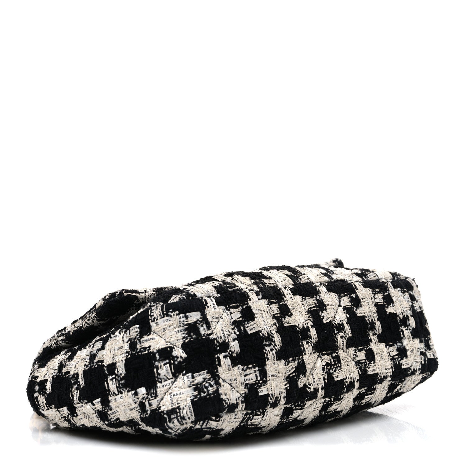 Chanel Tweed Quilted Medium Chanel 19 Flap Black Ecru White 4 of 10