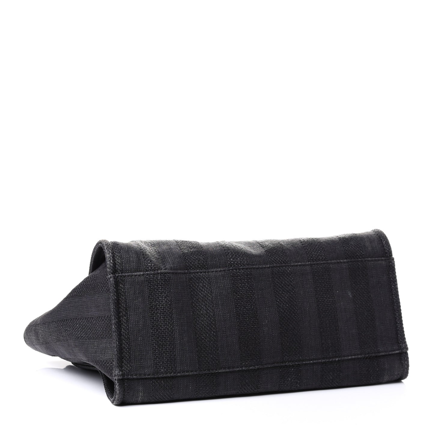 Mixed Fibers Calfskin Striped Medium Deauville Tote Black
