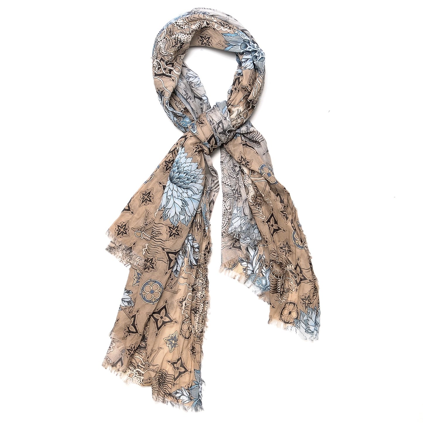 Cotton Etole Tattoo Scarf Kaki