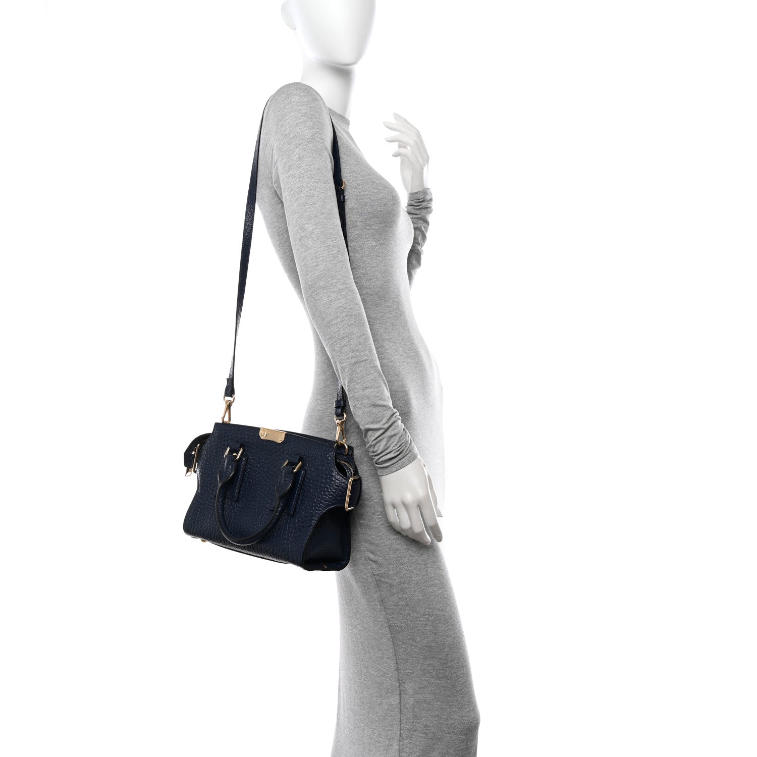 Burberry Signature Grain Small Clifton Bag Navy Blue 2 of 10