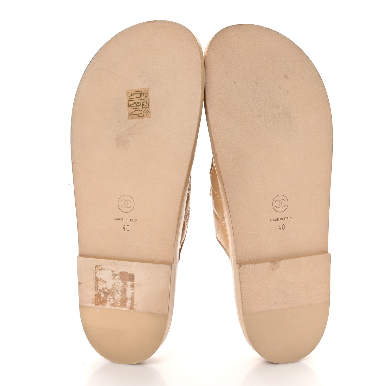 Chanel Lambskin Quilted Velcro Dad Chain CC Slide Sandals 40 Beige 6 of 10