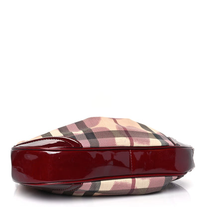 Burberry Patent Nova Check Heart Hobo Berry Red 4 of 9