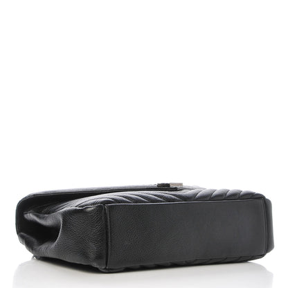 Saint Laurent Sheepskin Matelasse Chevron Monogram Large College Satchel Black 5 of 8