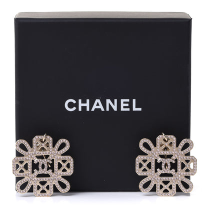 Chanel Crystal Strass Cross CC Earrings Rose Gold Pink 5 of 5