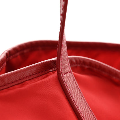 Prada Tessuto Nylon Saffiano Tote Rosso 12 of 13