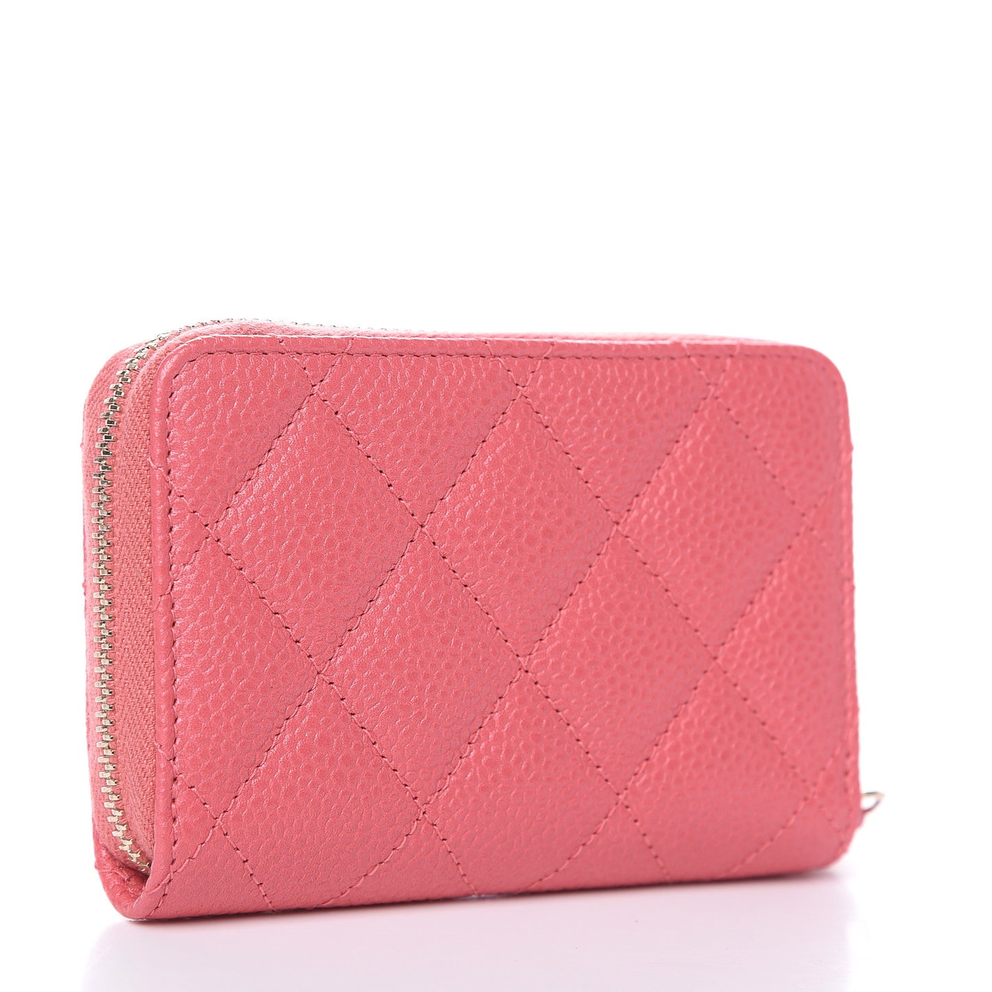 Caviar Quilted Zip Coin Purse Dark Pink