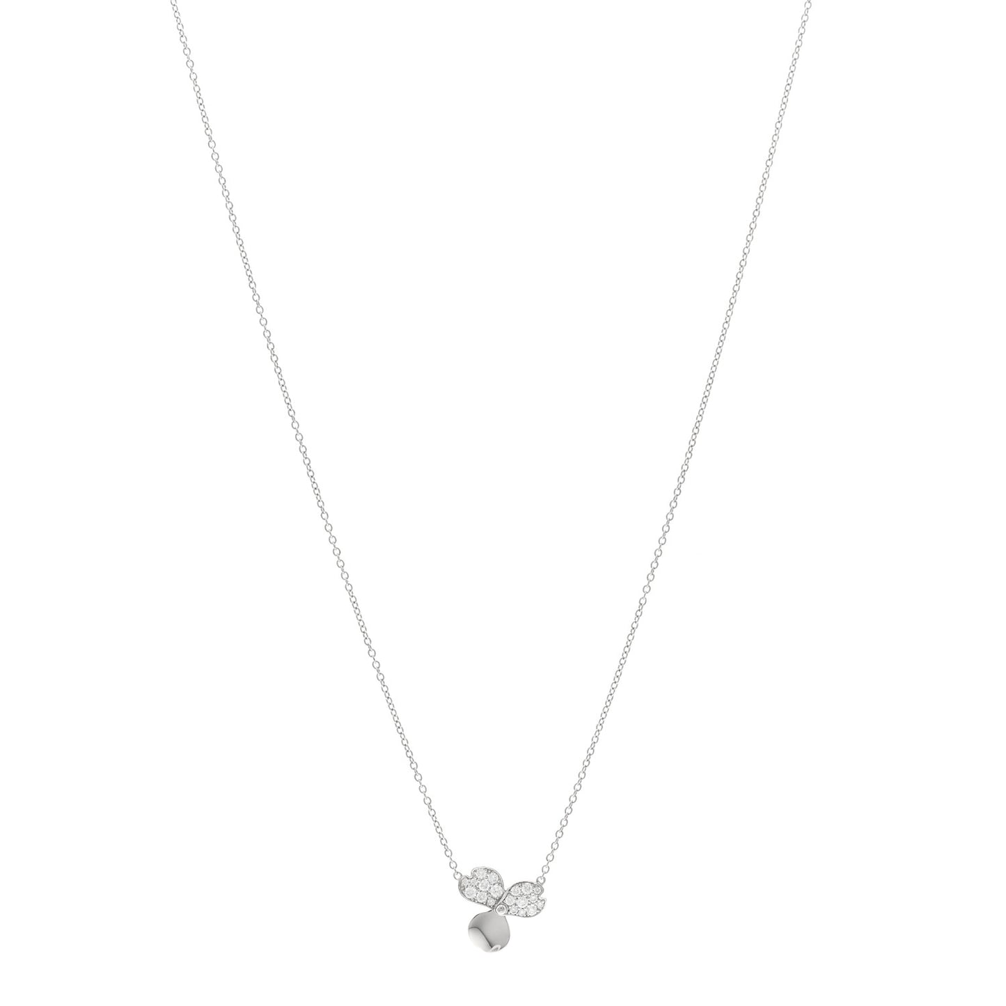 Platinum Diamond .17ctw Paper Flowers Pendant Necklace